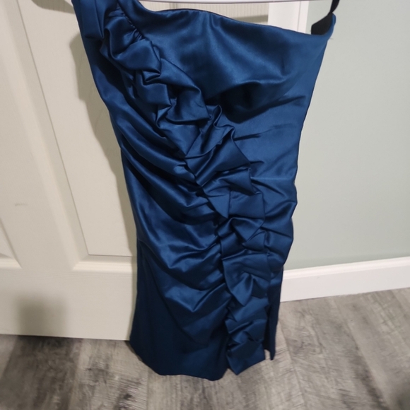 Gunne Sax One Shoulder Navy Dress - Picture 1 of 2